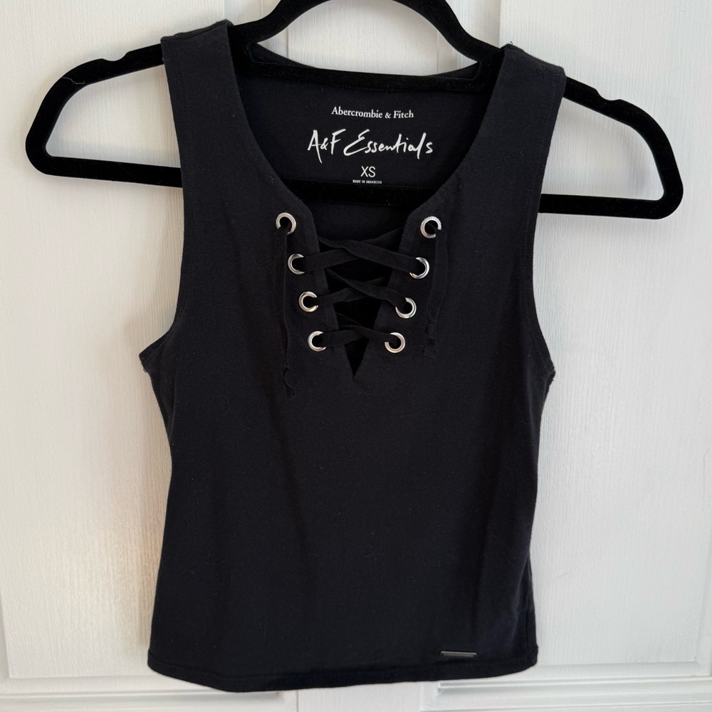 Abercrombie & Fitch Lace-up Tank, Black XS